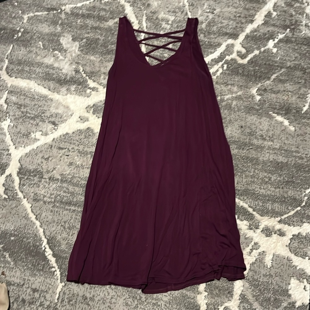 Burgundy TShirt Dress - Sleeveless - M